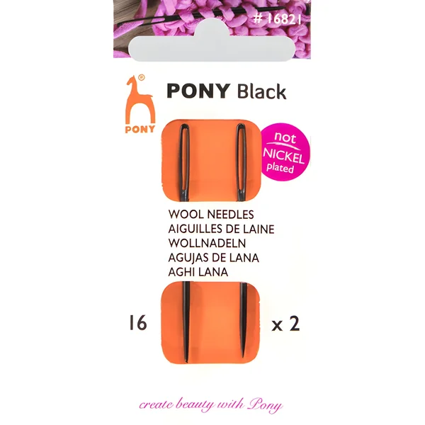 Agujas laneras nº 16 negras - Pony - 2 unidades