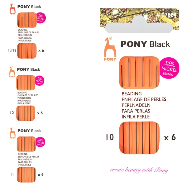 Agujas para pasar perlas de distintos grosores - Pony - 6 unidades