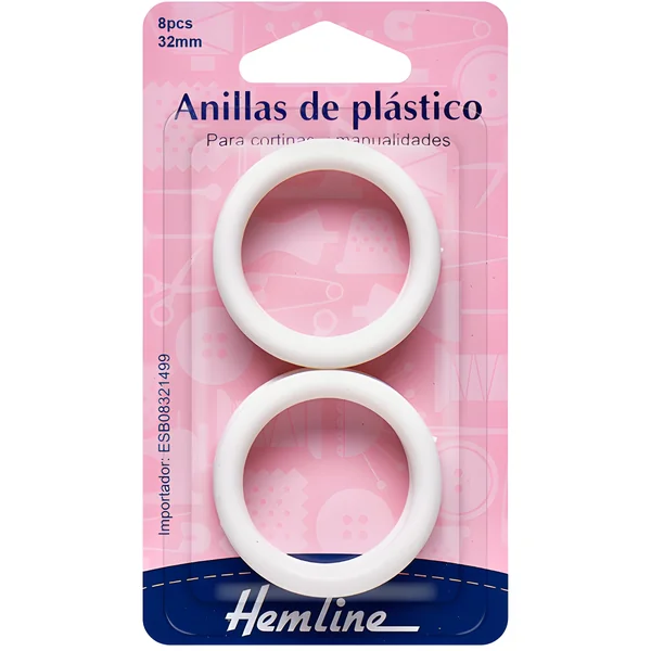 Anillas de plástico de 3,2 cm - Hemline - 8 unidades
