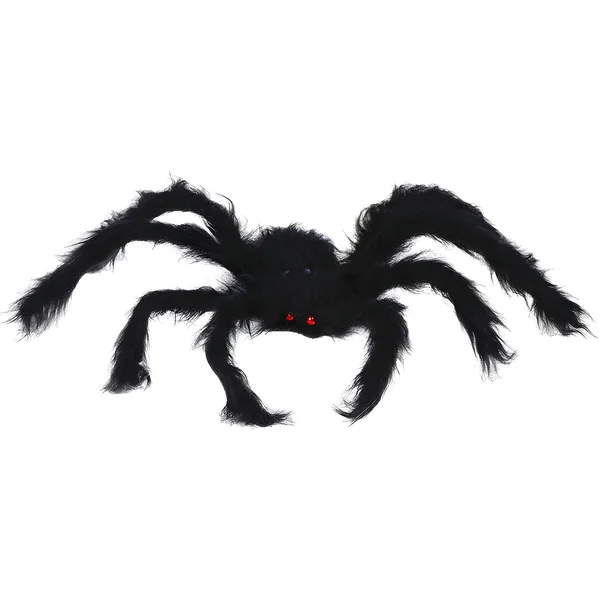 Araña de 50 cm negra peluda de ojos rojos