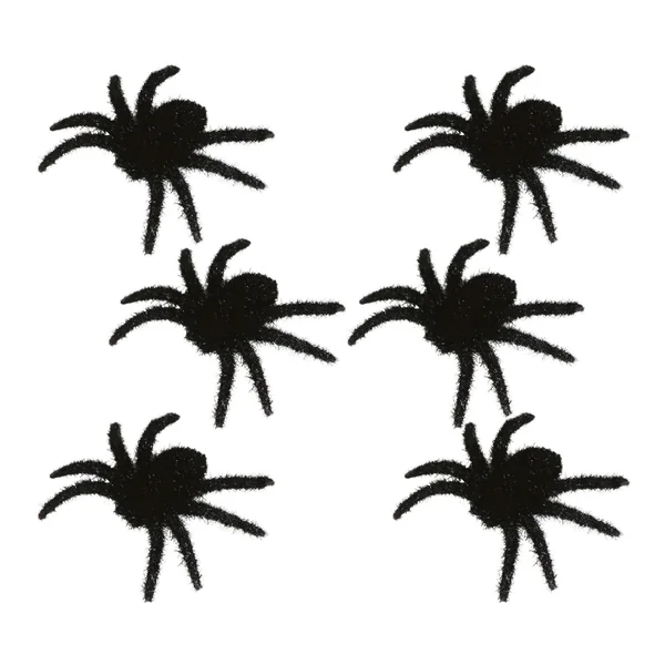 Araña de 6 cm peluda negra - 6 unidades