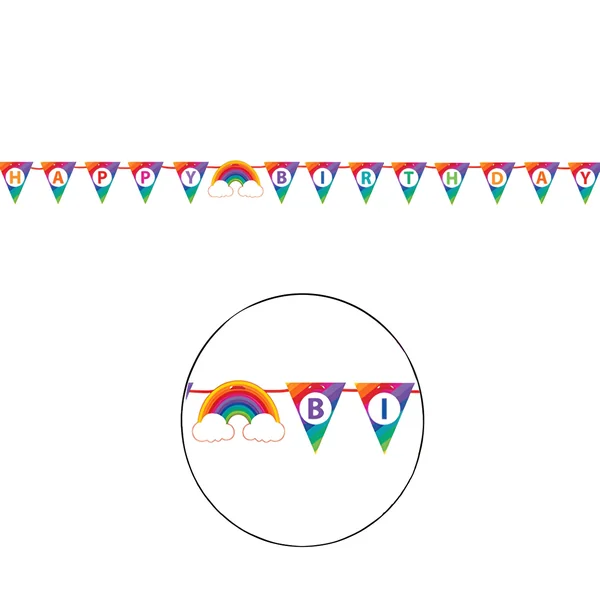 Banderín de feliz cumpleaños de Arcoiris - 1,82 m