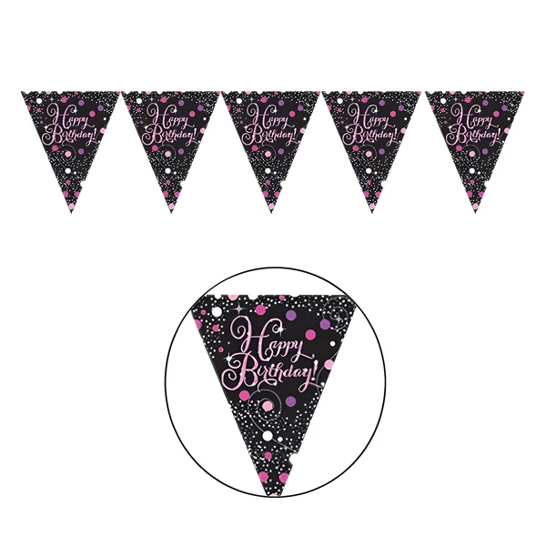 Banderín de Pink Birthday - 4,00 m