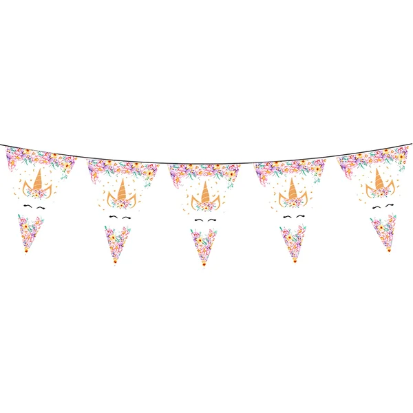 Banderín Unicornio floral de 2,4 m
