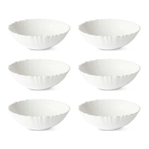Bol de 15 cm redondo ondas de vidrio opal - 6 unidades