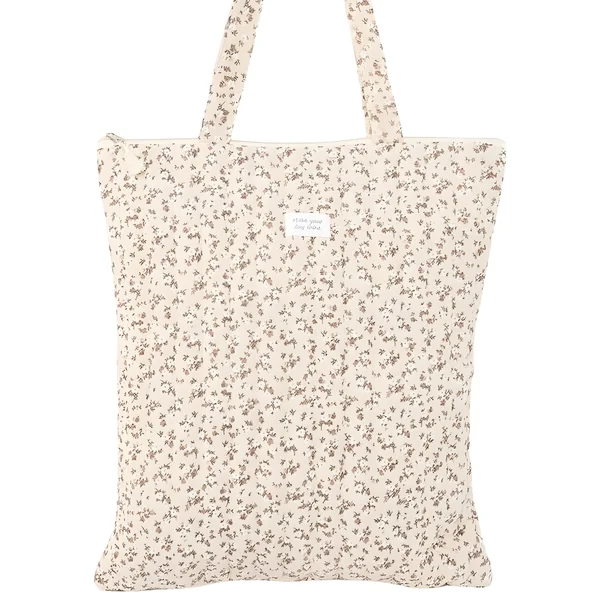 Bolsa de tela Flores claras con cremallera