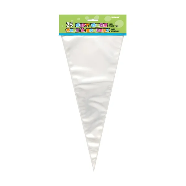 Bolsa para chucherías de cono transparente - 25 unidades