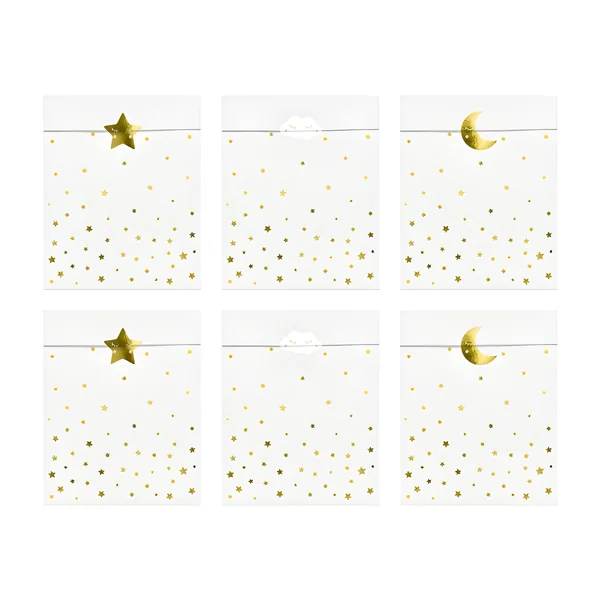 Bolsas de papel con estrellas - 6 unidades