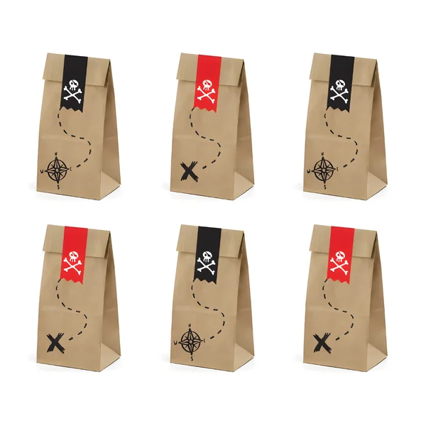 Bolsas de papel de Pirata - 6 unidades