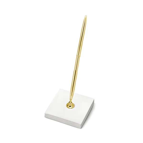 Bolígrafo dorado con soporte crema