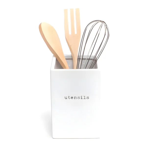 Bote para utensilios de cocina blanco de 12,5 cm