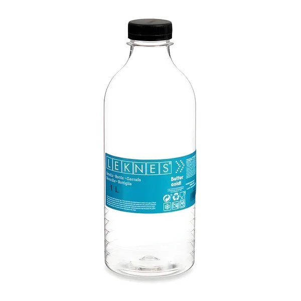 Botella de 1 L de plástico transparente