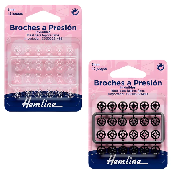 Botones a presión de 0,7 cm de plástico - Hemline - 12 pares
