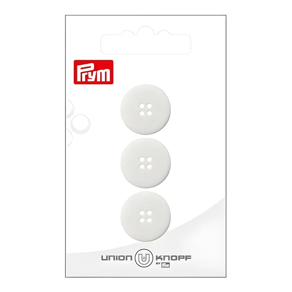 Botones blancos con 4 ojetes de 1,8 cm - Prym - 3 unidades