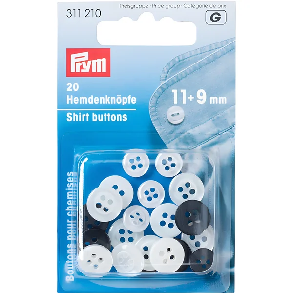 Botones de 9 y 11 cm para camisas - Prym - 20 unidades