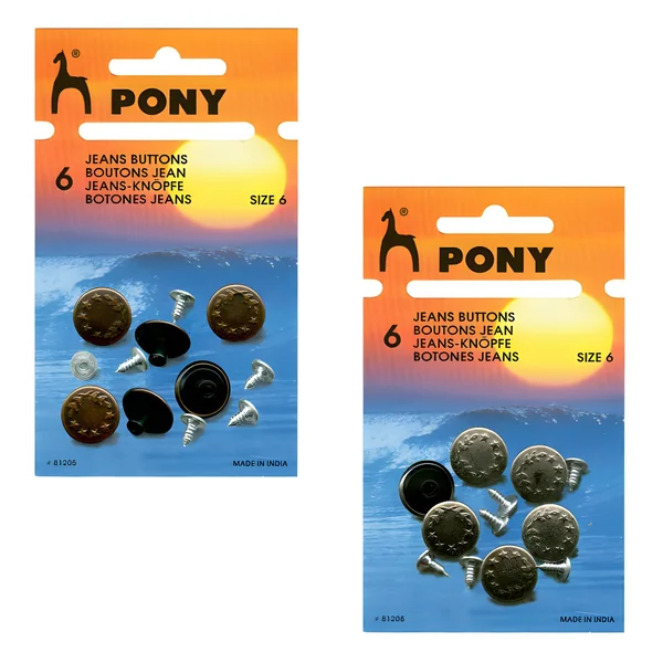 Botones para vaqueros de 1,7 cm laurel - Pony - 6 unidades