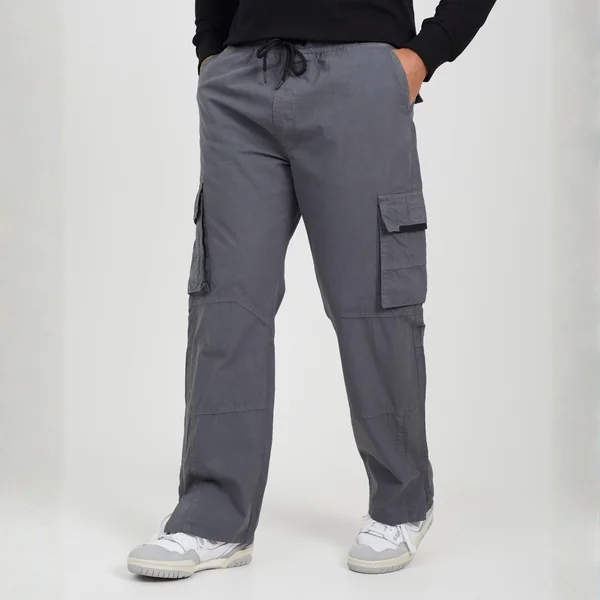 Brave Soul Mens Ripstop Cargo Trousers with Drawstring Waist