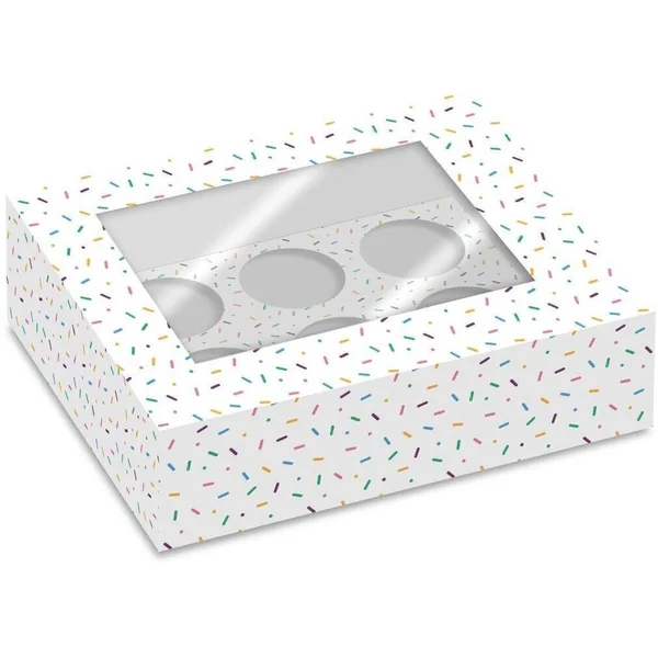 Caja para 6 cupcakes de confeti - 2 unidades