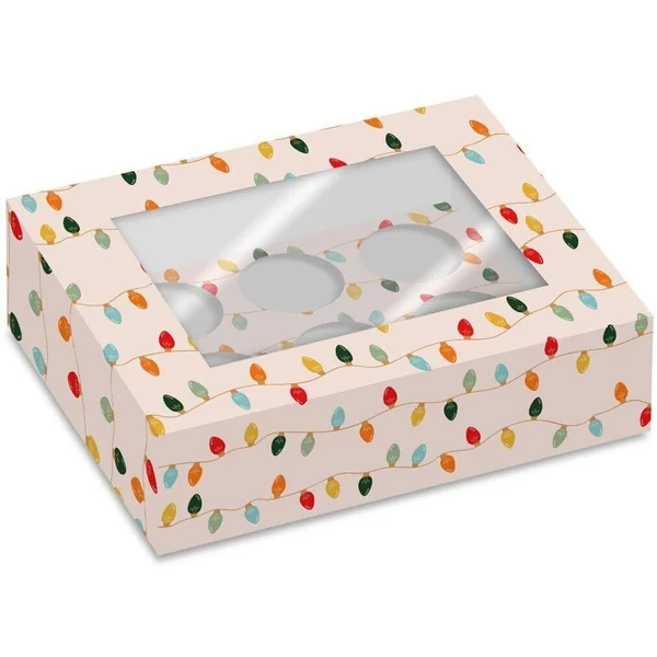 Caja para 6 cupcakes de Luces de Navidad - 2 unidades