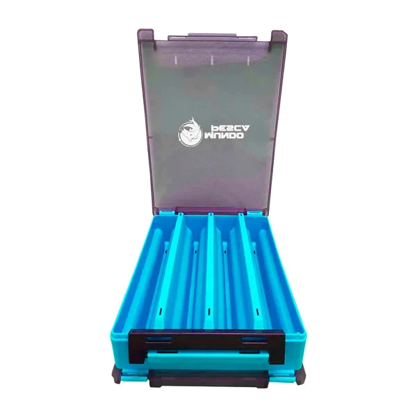 CAJA SENUELERA MUNDO PESCA VERTICAL M / CELESTE - 7 PCS