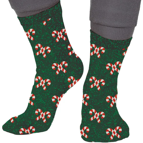 Calcetines de bastones navideños con glitter - 1 par