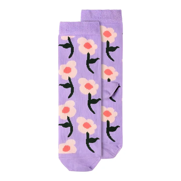 Calcetines de flores lila infantiles - 1 par