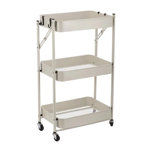 Carrito auxiliar de 77 x 45 x 30 cm plegable Natural