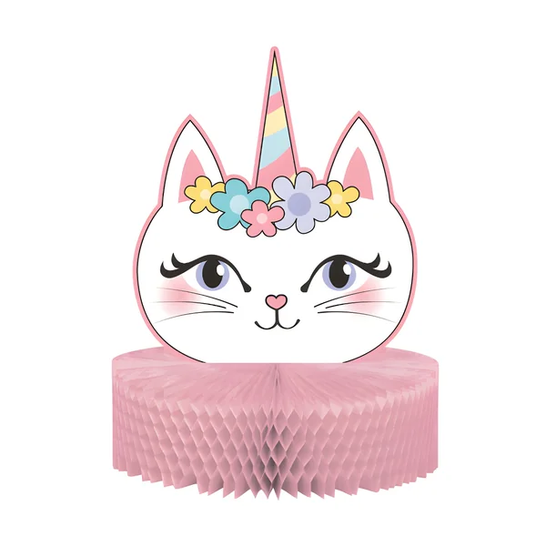 Centro de mesa de gato unicornio