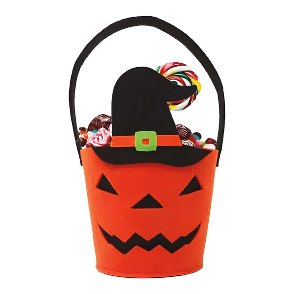 Cesta de calabaza brujita de fieltro de 25 x 13 cm