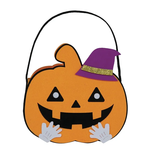 Cesta de calabaza con sombrero de bruja de 16 cm