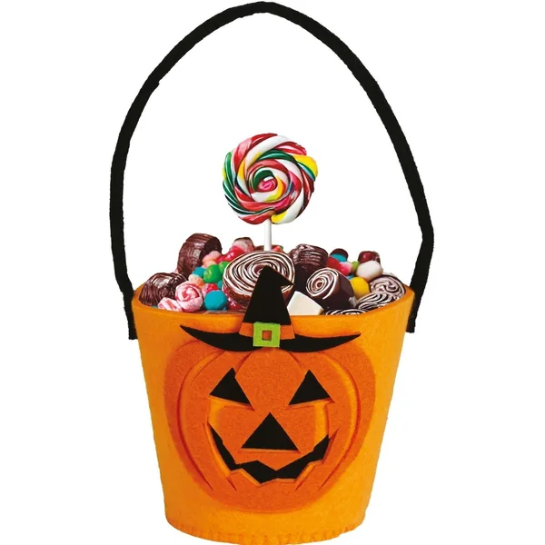 Cesta de calabaza con sombrero de fieltro para chuches
