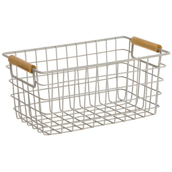 Cesta metal M asa de madera natural