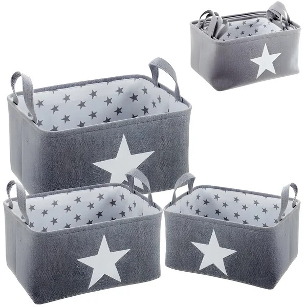 Cestas de tela de Estrellas rectangulares - 3 unidades