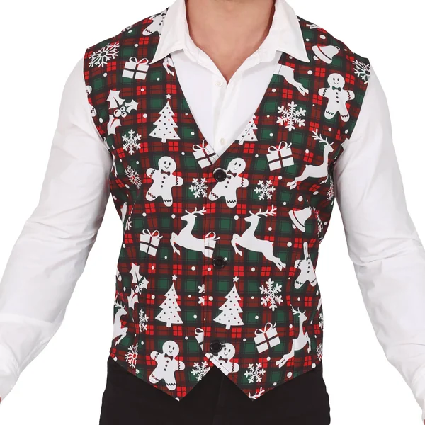 Chaleco navideño a cuadros