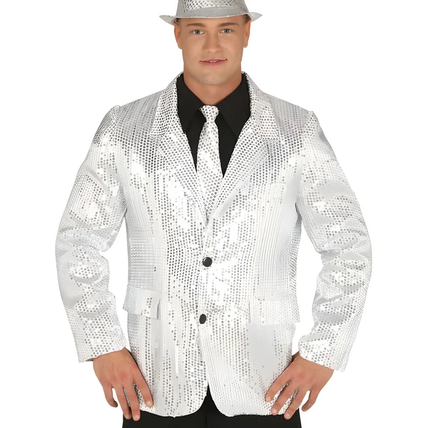 Chaqueta de lentejuelas plata para hombre