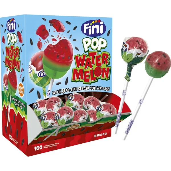 Chupa chup sabor sandía con pepitas - Fini - 100 unidades