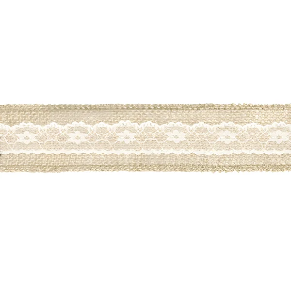 Cinta de rafia con puntilla central de 5 cm - 5 m