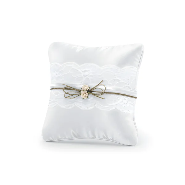 Cojín para alianzas con encaje blanco - 16 x 16 cm