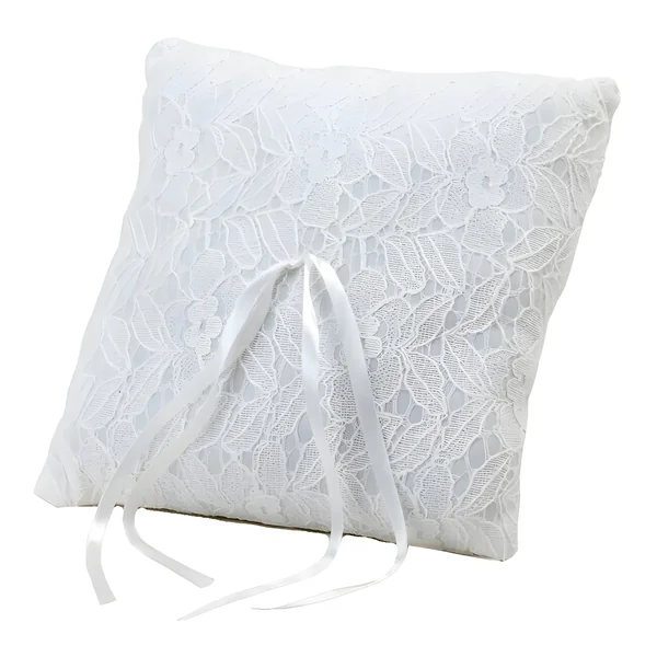 Cojín para alianzas con encaje marfil de 20 x 20 cm