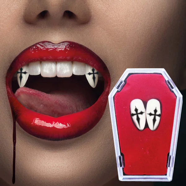 Colmillos de vampiro con cruz - Imagen 2
