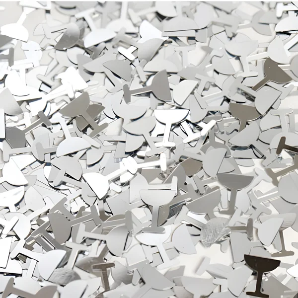 Confeti de copas de champán plateado de 14g
