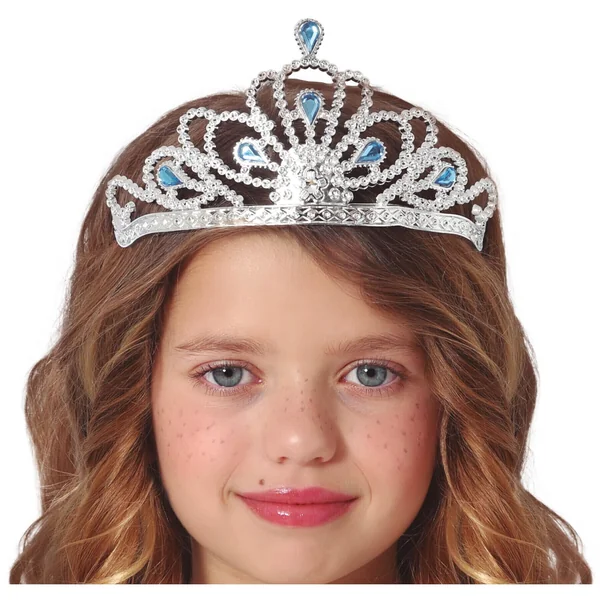 Corona de princesa con piedras azules infantil