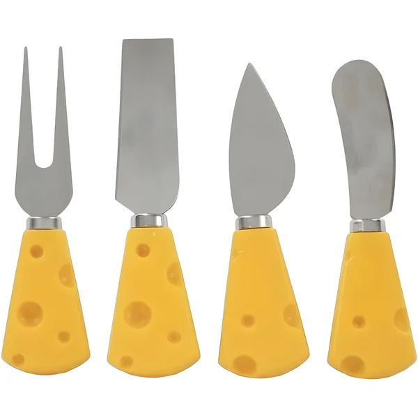 Cuchillos para queso con mango amarillo - 4 unidades