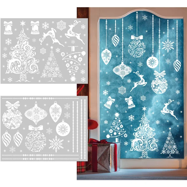 Decoración adhesiva para ventana de nevada - 2 hojas