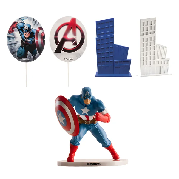 Decoración para tarta de Capitán América - 5 unidades