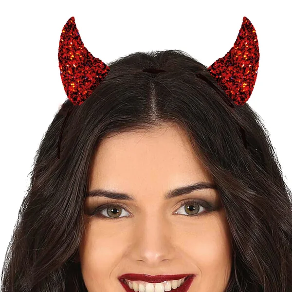 Diadema de cuernos de demonio brillantes