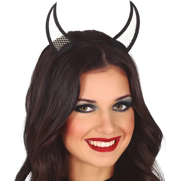 Diadema de cuernos demonio con rejilla