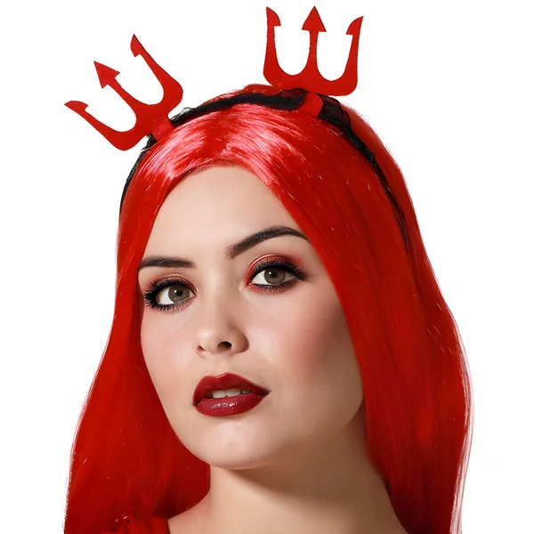 Diadema de tridente de diablo rojo
