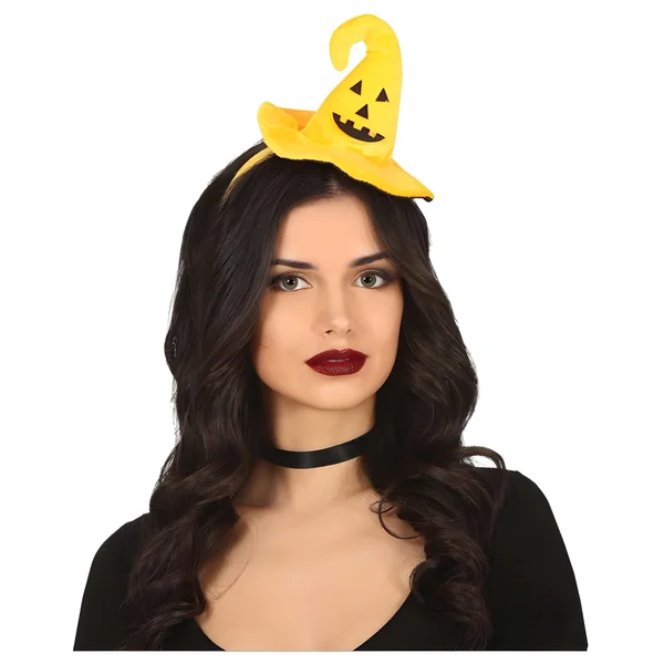 Diadema mini sombrero de bruja amarillo