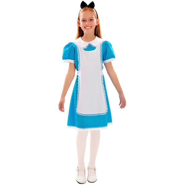 Disfraz de Alicia azul y blanco para niña